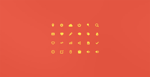 24 Ultra Mini Yellow Web Icons Set