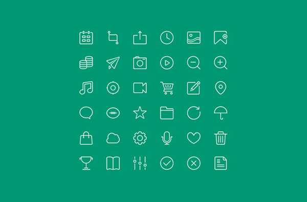 36 iOS7 Style Outline Icons Set