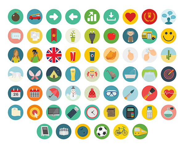 60 Colorful Round Icons Pack