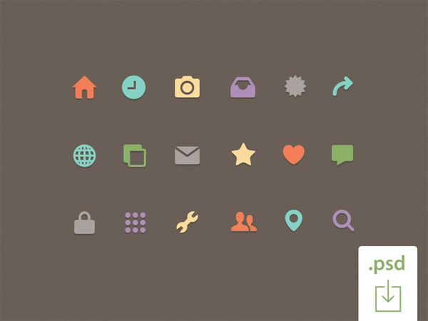 18 Colorful Web Icons Set