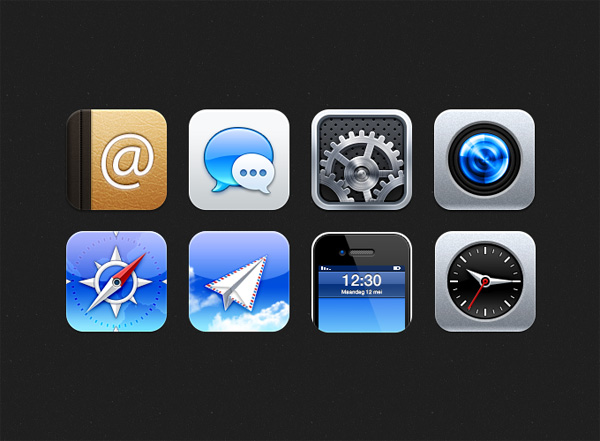 8 Glossy Rounded iOS Icons Set