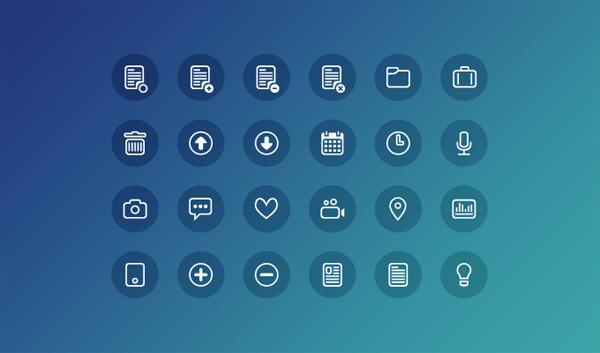 24 Flat Line Outline Icons Set