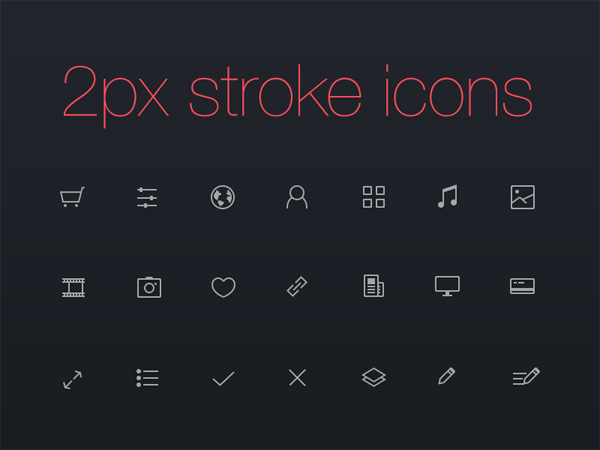 21 Thinicons 2px Stroke Icons Set