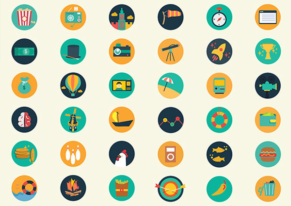 110 Meroo Flat Colorful Circle Icons Pack