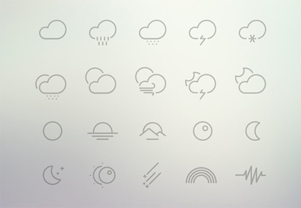 61 Subtle Outline Weather Icons Vector Pack