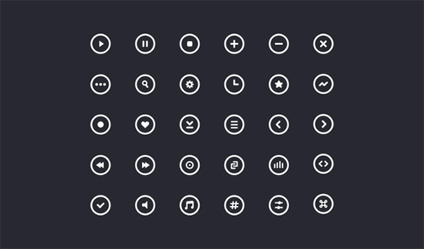 30 Simple Circle Outline Icons Set
