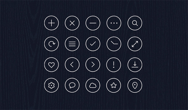 20 Thin Outline Simple Web Icons Set