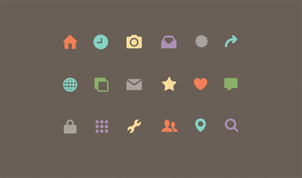 18 Small Colorful Mixed Flat Icons Set