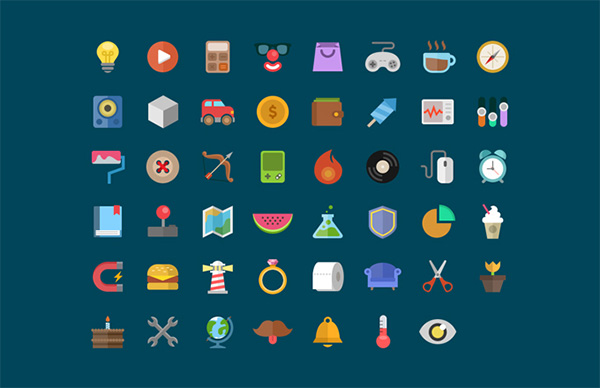 47 Creative Cartoon Style Flat Icons Set