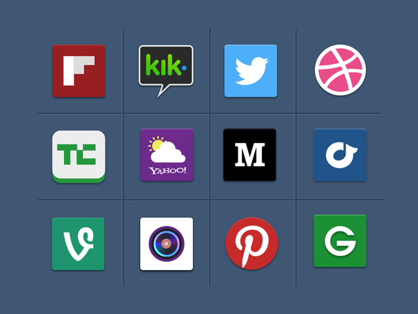 12 Popular Social Media Icons Set