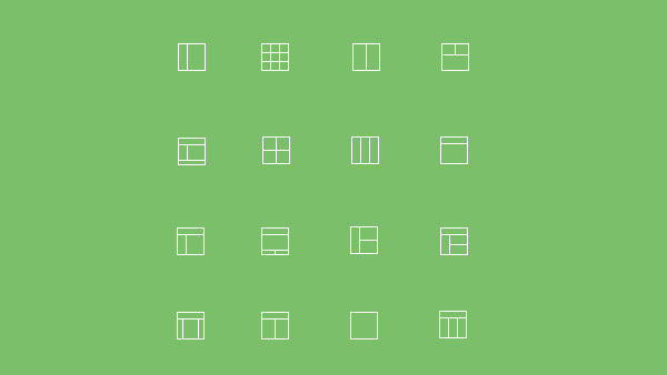 16 Simple Vector Layout Icon Styles Set