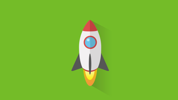 Flat Rocket Launch Vector Icon