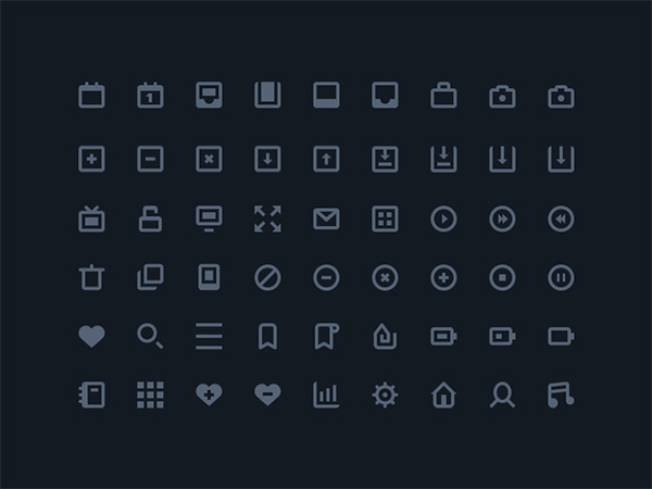 54 Flat Stroke Web Icons Vector Pack
