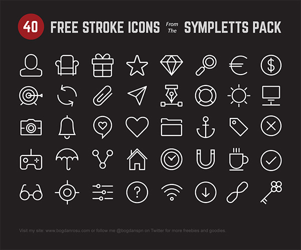 40 Sympletts Stroke Minimalistic Icons Vector Pack
