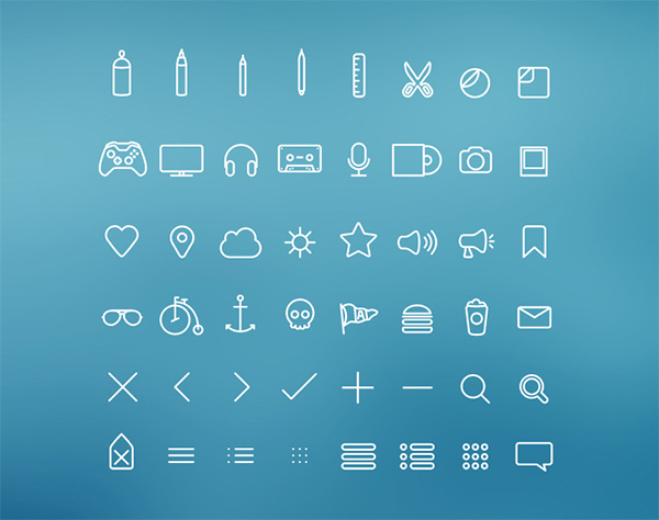 50 Thin Line Web Icons Pack 