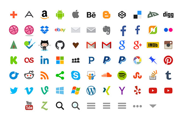 60 Colorful Icon Font Social Stackicons Set