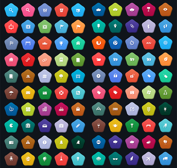 100 Flat Colorful Pictograph Icons Pack