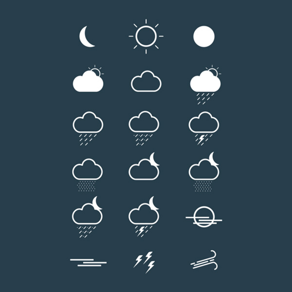 19 Crisp Cadoo Weather Icons Set