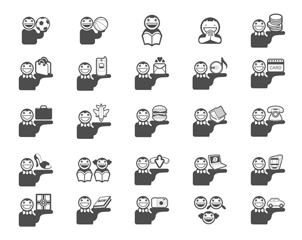 25 Flat Descriptive People Vector Icons Set