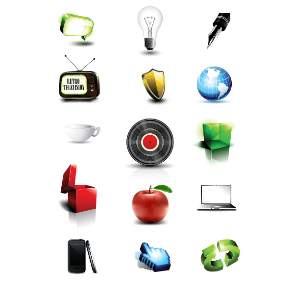 15 Colorful Vector Web Icons Set