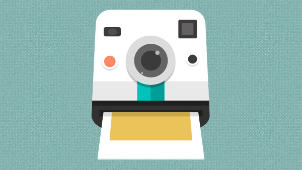 Flat Polaroid Camera and Snapshot Icon