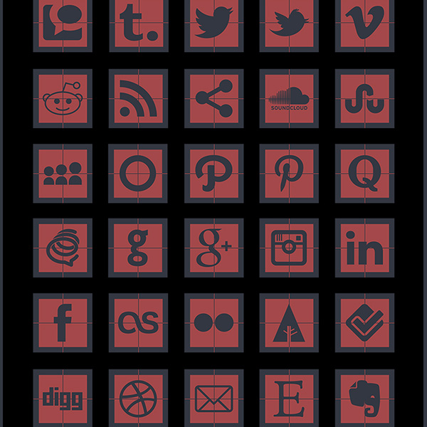 40 Square Framed Social Media Icons Pack