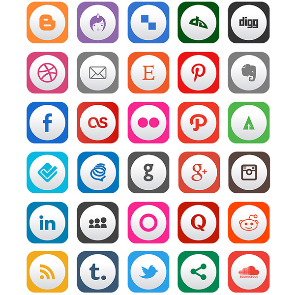 ui elements ui social icons set rounded flat pack networking icons free download free  