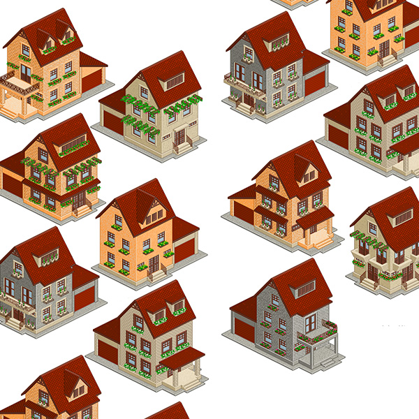 9 Pixel Brick Luxury Houses Icons