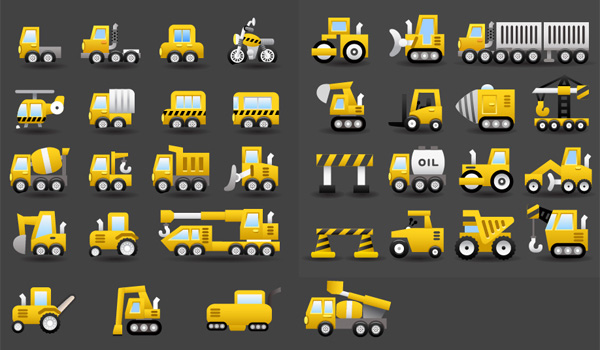 34 Transportation Equipment Vector Icons Set
