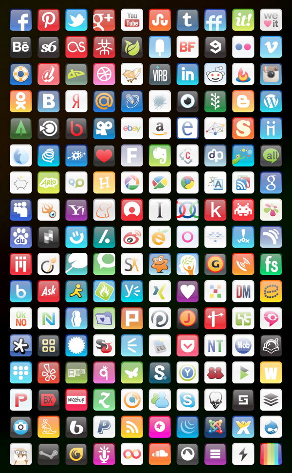Free 170 Glossy Round Corners Icons