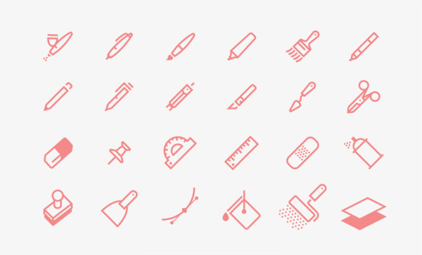 24 Inspiring Drawing Tools Icons Vector Set