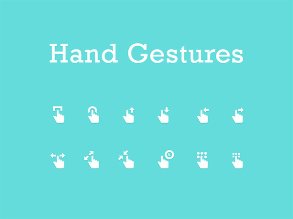 12 Mini Flat Hand Gesture Icons Set