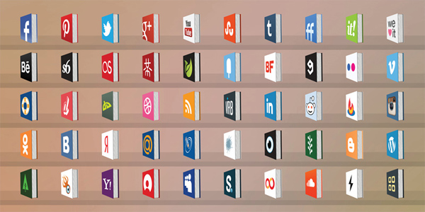 50 Free Creative Social Medial Icons Book Style