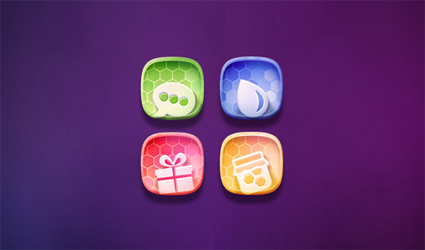 4 Honeycomb Style App Icons Set
