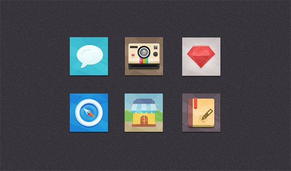 6 Flat Square Web Icons Set