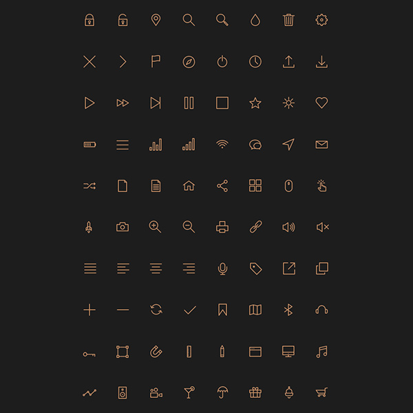 80 Fine Stroke Glyph Web Icons Pack