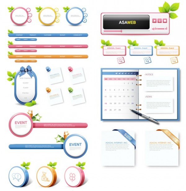 web vector unique ui elements stylish set quality pins pack original notebook new navigation menus interface illustrator high quality hi-res HD graphic fresh free download free frames elements download detailed design creative colorful buttons banners 