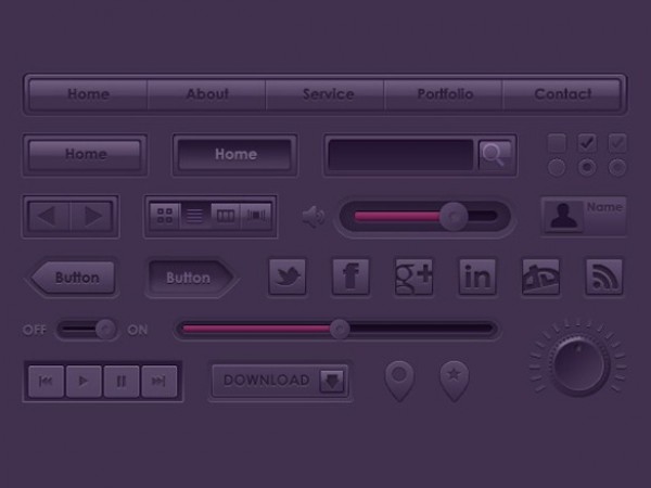 web unique ui set ui kit ui elements ui stylish social icons sliders set search field radio buttons quality purple psd player original new navigation modern map pins interface hi-res HD grid view fresh free download free elements download button download detailed design creative control knob clean check boxes buttons 