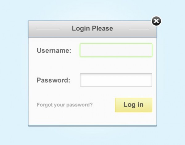 Простая форма входа. Вход PSD. Бесплатные лицензии логин пароль