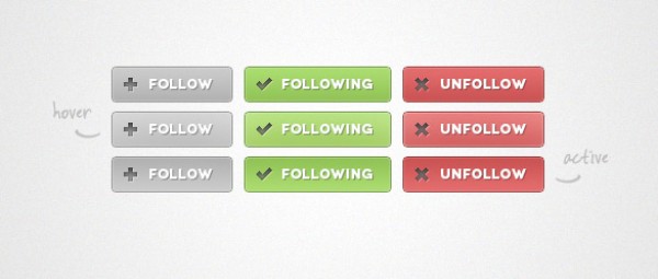 yet unfollow twitter stylish simple red professional grey green following follow coloured clean button 
