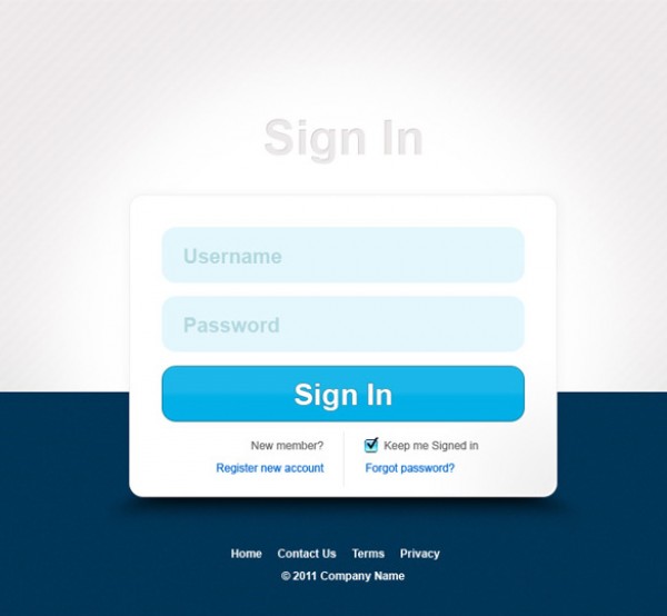 user interface ui table sign-in psd proffesional Photoshop Neat Login In Layer File free download field entry element CS5 clean box blue  