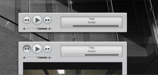 user interface ui music player interface media control mac iTunes iphone iPad grey free downloads clean apple 