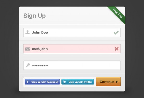 user interface ui twitter sign-in sign up nice login free psd free downloads Facebook clean box  