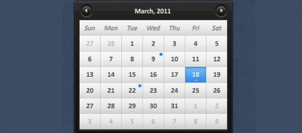 ui elements PSD file psd month days calender 