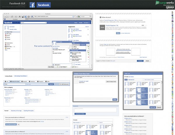 user interface ui psd professional minimalistic gui free fan page Facebook clean buttons application 