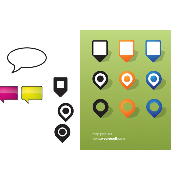 web vector unique ui elements stylish speech bubbles set quality pointers pins original new map pins map location interface illustrator high quality hi-res HD graphic fresh free download free EPS elements download dialogue boxes detailed design creative colorful 