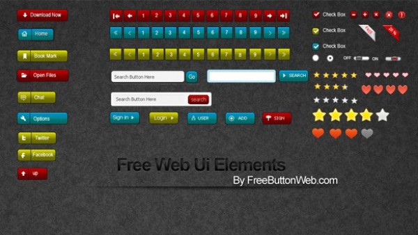 web ui kit web unique ui kit ui elements ui stylish star rating simple search buttons search quality psd pagination original on/off toggles new modern kit interface hi-res hearts HD fresh free download free favorites elements download detailed design creative clean check boxes buttons 
