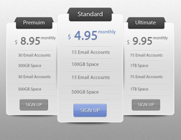 web unique ui elements ui stylish quality psd pricing table price list original new modern interface hi-res HD fresh free download free elements download detailed design creative comparison table clean 3 column 