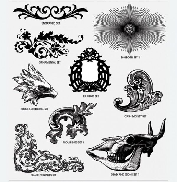 web vector unique ui elements swirls stylish skull scroll quality ornaments original new interface illustrator high quality hi-res HD graphic fresh free download free floral elements eagle download detailed design decorative elements decorations creative animal skull  