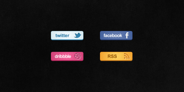 twitter social RSS media Facebook dribbble buttons 